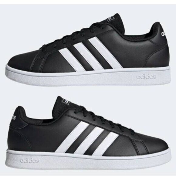 Adidas Men\'s Originals Grand Court Base‎ Tennis Shoes Skater Sports Black Size 9